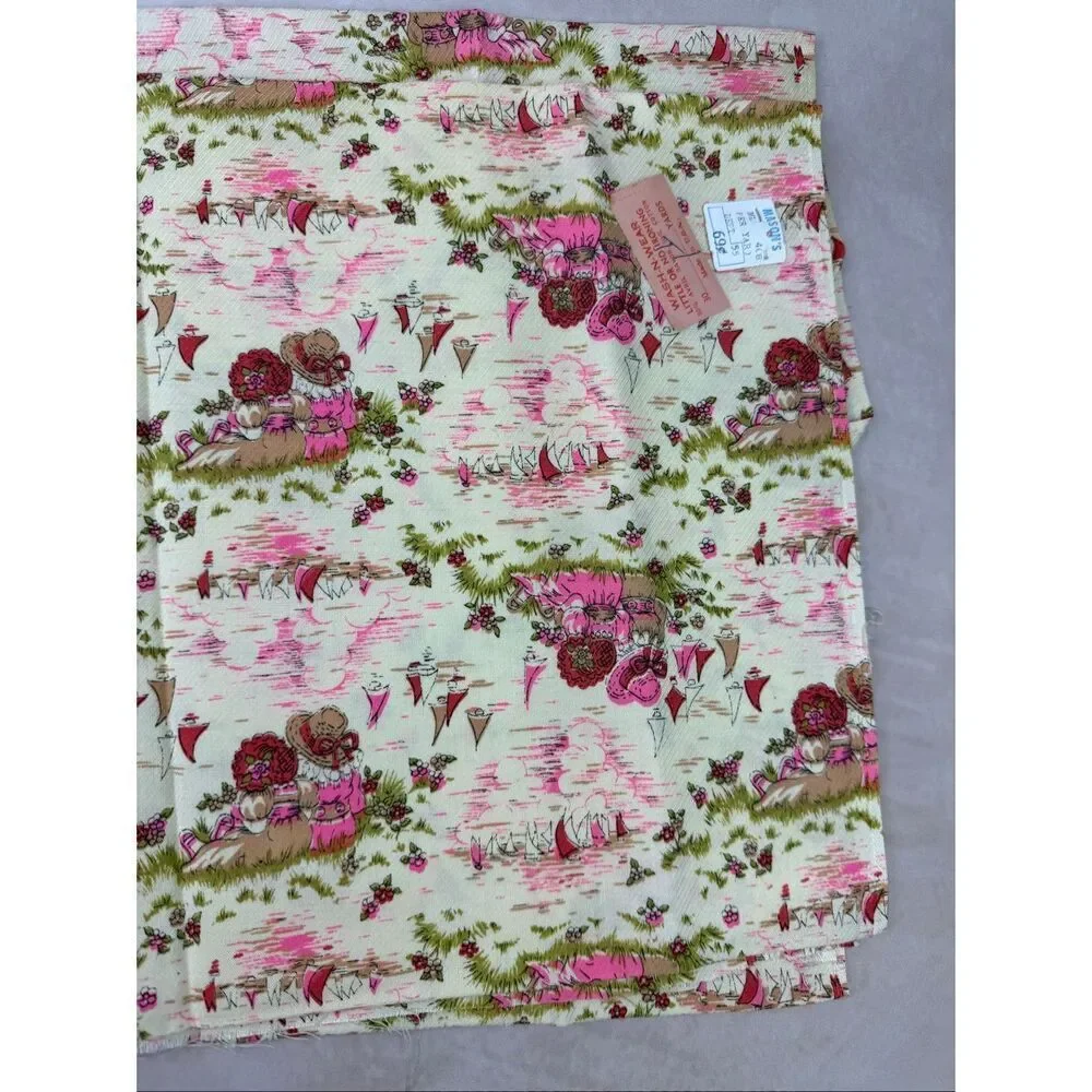 Vintage 1950s Novelty Print Fabric Rayon Blend NWT 45x46”